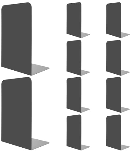 APACALI 20 Stück Buchstützen Metall, 20.4x10x13.5CM Buchhalter Leseständer, Schwarz Buchstütze, Buchstützen für Regale, Bücherhalter für Schwere Bücher, Zuhause, Büro