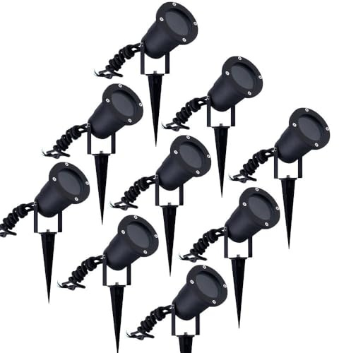 Ledvion - 9X Spots à Piquer LED, Aluminium, IP65, Support GU10, 1M de Câble, Projecteur LED, Spots de Jardin
