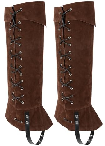 Toifrmu Bottes de pirate pour homme et femme, style steampunk médiévale, Renaissance, avec clous pour costume d'Halloween, marron, M femme/M homme