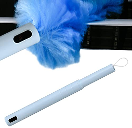 Qumiuu Spolverino Elettrico per Piume,Piumino Elettrico con Rotazione a 360° Regolabile | Aspirapolvere A Batteria con Pulsante Touch per Mobili, Ventilatore da Soffitto, Parete