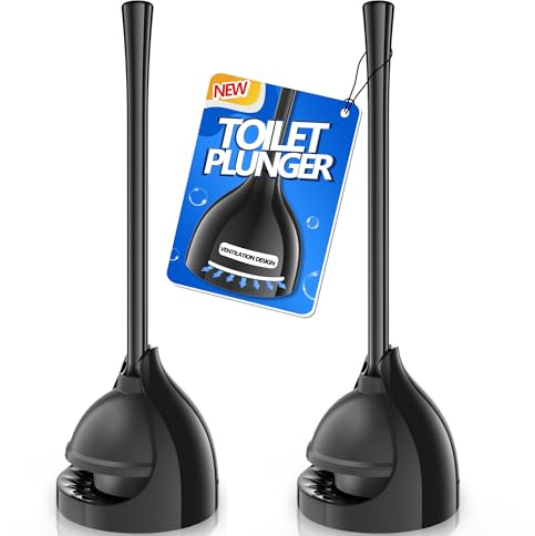 LOVLOY WC-Saugglocke mit Halter, Kolben mit einzigartigem Halter für 14,5 cm WC-Abfluss, Kolben für Badezimmer mit Halter, WC-Saugglocke strapazierfähig (2, Schwarz)