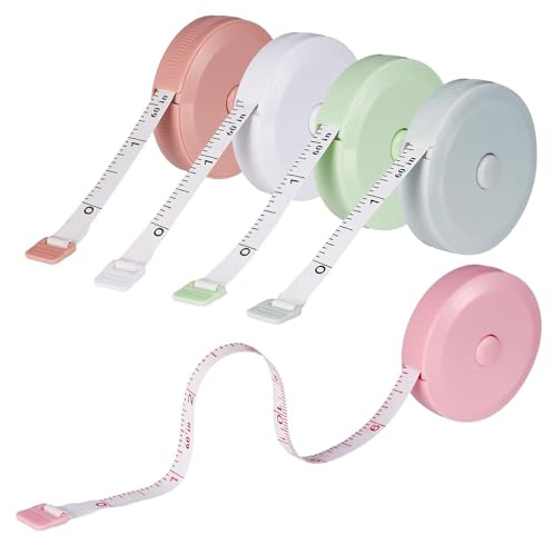 GBTUPOKW 5pcs Soft Tape Measure 60in / 150cm Retractable Tailors Measuring Tape Small Sewing Tape Measure For Body Measuring Length, Chest, Waist and Clothes Craft