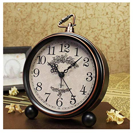 Despertadores Reloj despertador retro Vintage Antiguo despertador reloj de alarma tranquilo NONTICKING Reloj de escritorio ideal for durmientes pesados, análogo de cuarzo operado por batería Despertad