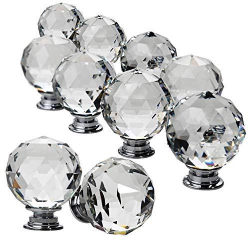 ZDUD Schrankknöpfe aus Kristallglas, Türknauf aus Kristallglas, 10 Stück 30 mm, Türgriffe aus kristallklarem Glas for Schränke, Schubladen, Kommoden.