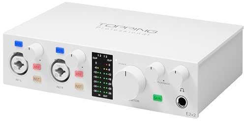 Topping Professional E2x2, Interfaccia Audio USB e Modulo Preamplificatore Microfono Ultralign (Bianco)