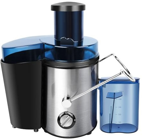 Juicer Machines, 400W Whole Fruit and Vegetable Juice Extractor, Centrifugal Juicer Machine with 3 Speed Control, 500ML Capacity, Drip Stop, Easy Clean, Silver