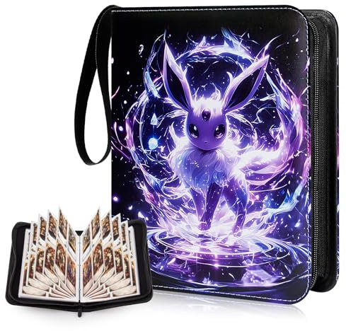 SupaWeiss 50 Page Trading Card Binder,Card Binder 4 pocket,Trading Card Albums for Hold 400 Cards,PU Leather Card Folder with Zipper,Waterproof Card Book Holder for Card Collection