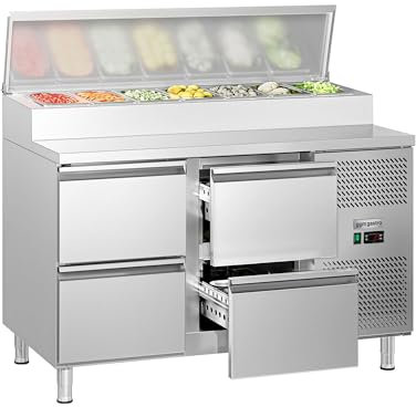 GGM Gastro | ZBG157N4D#07 | Zubereitungstisch ECO - 1360mm - 4 Schubladen - für 7x GN 1/3