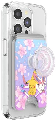 PopSockets Phone Wallet with Expanding Grip, Phone Card Holder, Wireless Charging Compatible, Wallet Compatible with MagSafe, Pokemon Fairy Type - Sakura Dreams