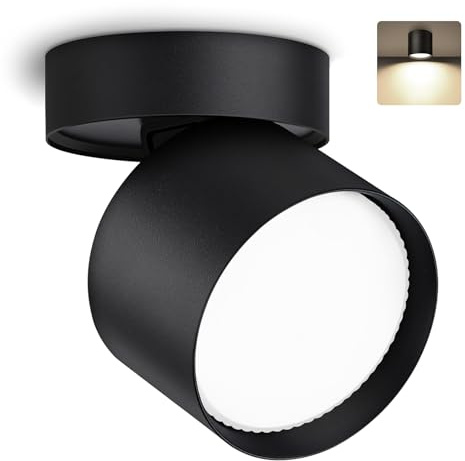 KYOTECH LED Foco Superficie Negro Giratorio Ø84x80mm, Bombilla 6W GX53, Plafón Interior Blanco Neutro 4000K 550LM