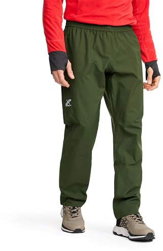RevolutionRace Vector 2L Pants da Uomo, Pantaloni Antipioggia Impermeabili e Antivento per l'escursionismo, Forest Green, S