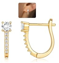 LOLIAS Ohrringe Silber 925 Hängend Creolen Gold Hypoallergene | 14K Gold Creolen für Damen Hypoallergene U Offene Goldene Ohrringe mit AAA + CZ Kleine Huggie Schmuck