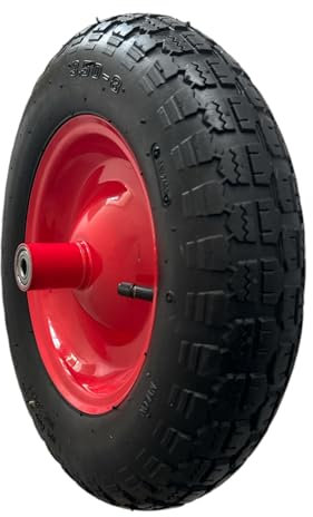 eacommerce - Ruota Pneumatica per Carriola | Diametro 350 mm | Fulcro in Metallo Verniciato | Interasse 200 mm, Pneumatica | Asse 200 mm