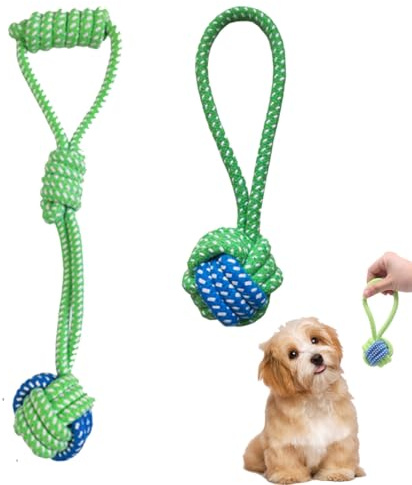 2 Stück Hundespielzeug Bälle, Hundebälle mit Schnur, interaktiv, bissfest und zahnschärfend ball mit schnur hund, für große und kleine Hunde ball mit schnur hund.