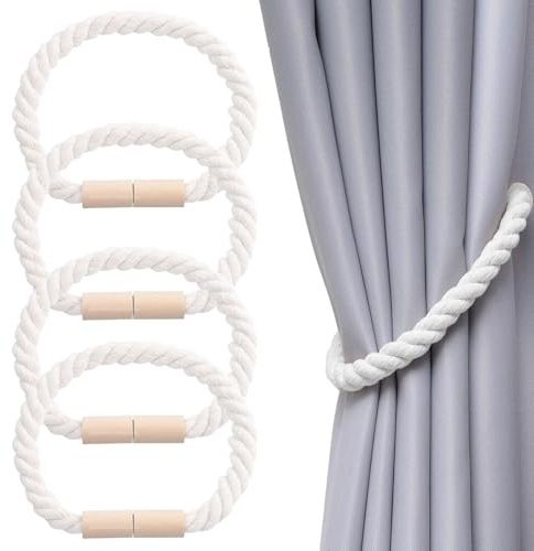 KIRVOS 4PCS Correas de Imán para Cortina,Soportes Magnéticos para Cortinas,Sujeta Hebillas Recoge Cortina Decoración,para Sala de Estar, Dormitorio, Cocina, Oficina, Baño