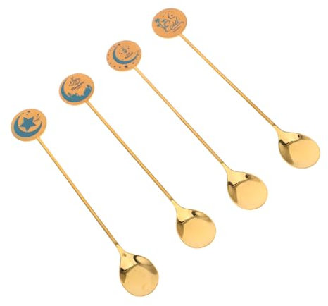 Cucharas de Postre de Acero Inoxidable Dorado, 4 Piezas