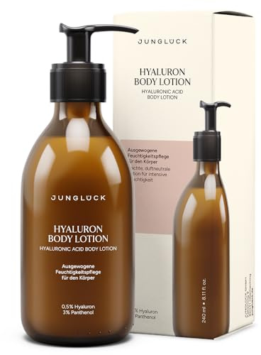 JUNGLÜCK Hyaluron Body Lotion 240ml – leichte Feuchtigkeitspflege mit Duft | Hyaluron spendet intensive Feuchtigkeit, Panthenol beruhigt und pflegt, natürlicher Orangenblüten-Duft, Vegan
