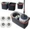 *NEW* SWISSPACK Revolving Spin Mop and Bucket With .5. Extra Pads Perfect For Easy Cleaning. Clean and Dirty Water Separtered For Perfect Finish (ORANGE-GREY) (ORANGE-GREY 4)