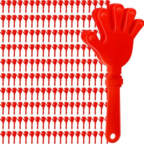 200 Pcs Hand Clappers Noisemakers 7.5 Inch Clappers Noisemakers Plastic Hand Clappers for Birthdays Game Football Sporting Events Cheers Supplies Dance Basketball Football Noisemakers(Red)