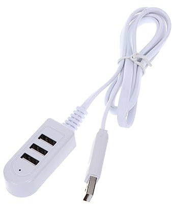 Hub Multiport 3usb 3a, Ligne D’Extension, Plastique Blanc | Transfert Haute Vitesse, Format Mini Compact, Câble 1, 2m pour Ordinateur de Bureau et Portable
