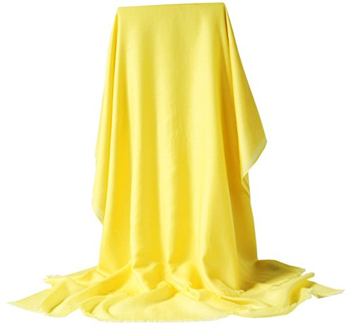 Prettystern Pastellfarben Damen Pashmina Kaschmirschal 90% Wolle 10% Kaschmir XL einfarbig Stola Damenschal gelb