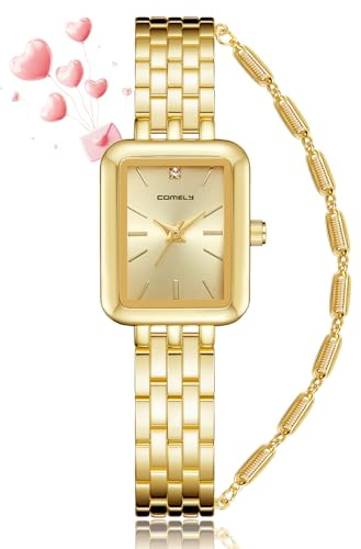 CIVO Elegant Analog Damenuhr Klein: Edelstahl Rechteckige Armbanduhr Damen | Klassische Quarz Kleideruhr für Berufstätige Damen - Modische Geschenk für Jahrestag Hochzeit und Feierlichkeiten