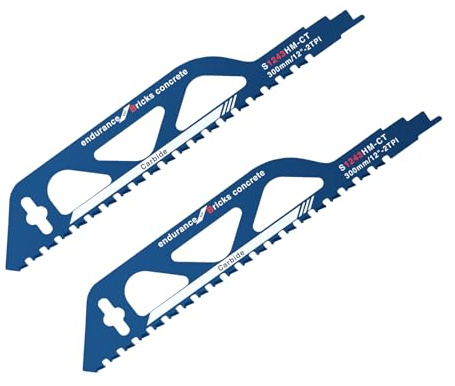 Fynokst 2PC Säbelsägeblatt Stein, Sägeblatt 305mm, Hartmetallstahl, Säbelsägeblatt Ziegel, zum Schneiden von Holz, Metall, Beton und Ziegel