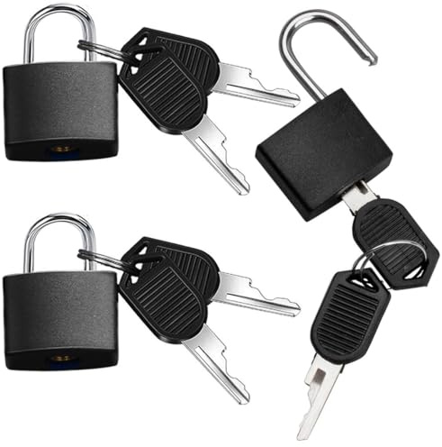 KIRZAX 3 Pezzi Lucchetti per Valigie con Chiavi, Piccolo Lucchetti, Lucchetti per Bagagli,28mm Piccolo Bagagli Lucchetto,per Borse da Viaggio Palestra Armadietto, Nero