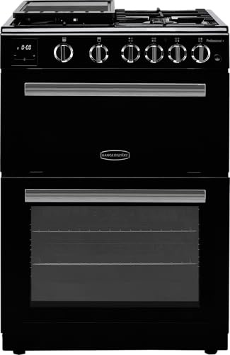 Rangemaster Professional Plus 60 PROPL60NGFBL/C 60cm wide Double Oven Gas Cooker with Full Width Electric Grill - Black/Chrome - A+/A Rated