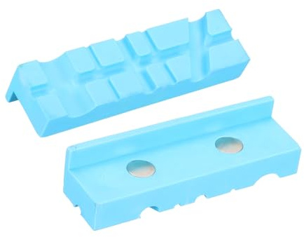 sourcing map 1 Set Vise Jaw Pads 4 Rubber Magnetic Vise Soft Jaws Standard Anti-Scratches Vice Covers Tools for DIY Making Woodworking Clamping Plumbing, Blue