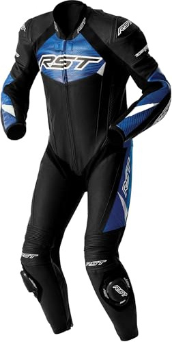 RST Tractech Evo D3O Combinaison en cuir de moto perforée en une pièce, noir/bleu, 56