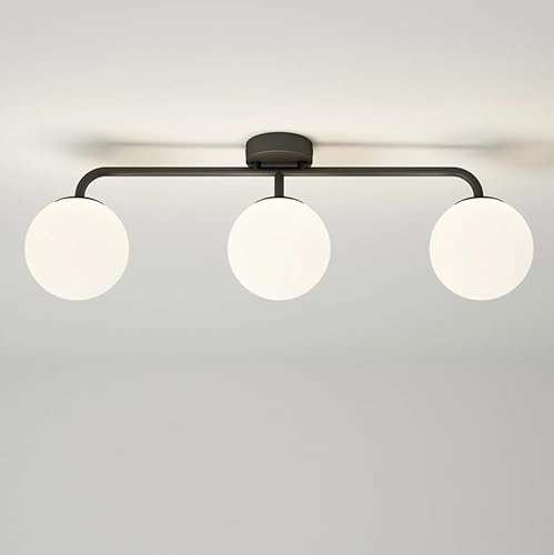Pebble Grey Solara 3 Bar Globe Spotlight 590.5 x 120 x 195mm Black - Bathroom Lights, Kitchen Lighting, Bedroom Lights, Living Room, Ceiling Spotlights, Ceiling Light, Home Improvement