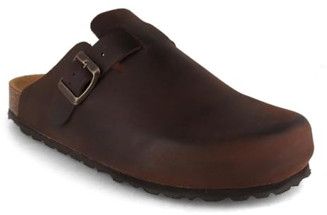 Tuffeln Leder-Clogs Helgoland mit weichem Korkfußbett bequeme Hausschuhe & Pantoletten für Damen & Herren Gr. 36-46