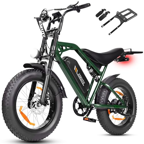 ESKUTE V202 E-Bike für Herren, 20×4 Zoll Fat Tire Offroad Elektrofahrrad mit 48V 20.8Ah Akku, NFC Entsperrung, 80 km Reichweite, Vollfederung MTB für Gelände Schnee Sand