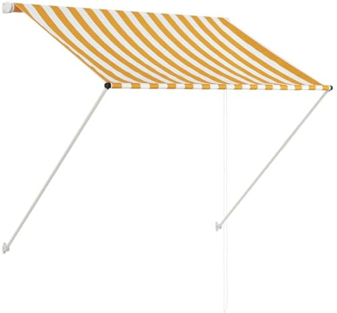 Tmriohed Einziehbare Markise 100x150 cm Gelb und Weiß, Manuelle Fallarmmarkise aus Stahl und Polyester für Fenster Terrasse Balkon und Garten, Sonnenschutz mit verstellbarem Winkel