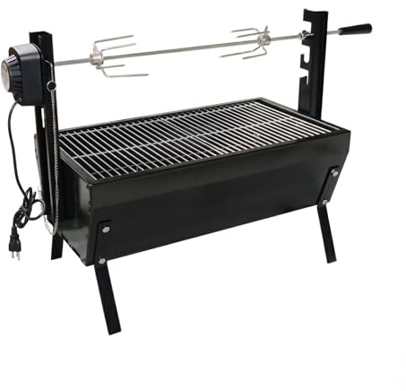 Sharplace Outdoor Rotating Grill Rotisserie Barbecue Grill Cooking Grate Spit System Iron Metal Frame Painted Finish Ventilation Near Base Heat Stability, C03 Charcoal Grill Plug-in Model