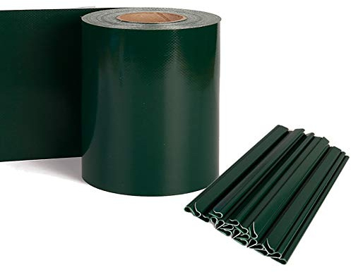 Froadp Sichtschutzstreifen PVC Doppelstabmatten Sichtschutzfolie mit Befestigungsclipse Sichtschutz Stabmattenzaun Windschutz Blickdicht Zaun für Gartenzaun Balkon(35m x 19cm, Grün)