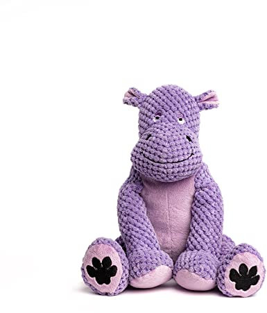 fabdog Floppies Plush Dog Toy - Cute & Durable Squeaky Large Dog Toys - Best Squeak Toy for Puppies and All Breeds | Ideal Pet Gift | Large Hippo