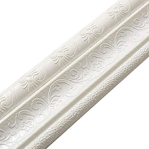 DirkFigge Wall Trim Line Skirting Boards 3D Pattern Sticker PE Self Adhesive Waterproof Strip for Kitchen Bathroom Baseboard, TV Background Wall Door Frame(2.3m/Roll)