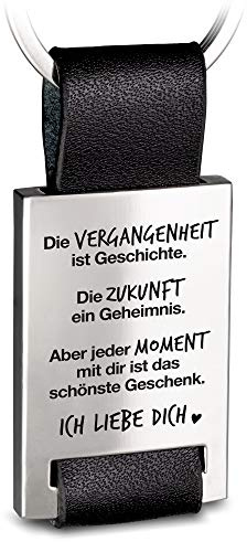 FABACH Liebe Schlüsselanhänger Mit Gravur Aus Leder - Ich Liebe Dich Schlüsselanhänger Für Partner, Freundin, Freund - Jeder Moment Mit Dir Ist Das Schönste Geschenk