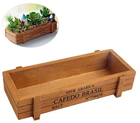 NIVNI Jardineras de Madera, Mesa de Madera Maceta Rectángulo Caja Suculenta Misceláneas Caja de Almacenamiento, Maceta de Madera para Plantas y Jardines - 22x8.5x4.5cm