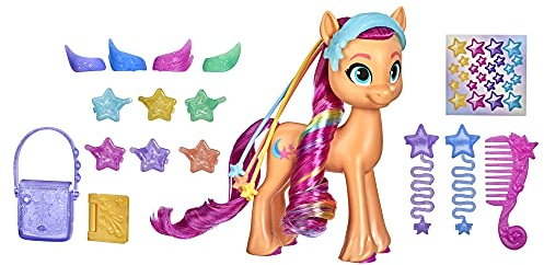 My Little Pony: A New Generation Regenbogenmähne Sunny Starscout – Ponyfigur (15 cm), Regenbogen-Zopf und 17 Accessoires