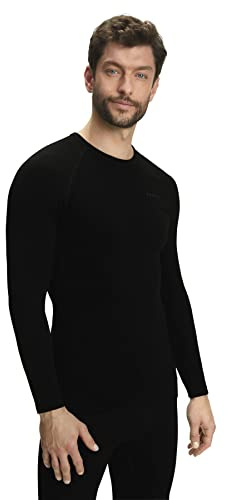 FALKE Maximum Warm Round Neck M L/s Sh hilo funcional secado rápido 1 pieza, Capa de base superior Hombre, Negro Black 3000, M