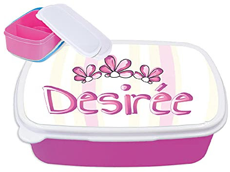 Contenitore Porta Pranzo merenda Bimbi Personalizzabile Fiiorellini Adatto per Il Tuo Bimbo Quando va a Scuola (Rosa)