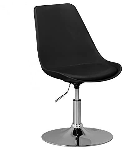 möbelando Korsika | Drehsessel Esszimmerstuhl Kunstleder-Sitzfläche in Schwarz | Drehstuhl ist höhenverstellbar | Drehhocker mit Rückenlehne | Besucherstuhl mit Schalensitz