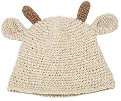 Orbgons Wintermütze mit Hörnerohren, warme Grobstrickmützen, weiche, Dehnbare, Dicke, niedliche Strickmütze für kaltes Wetter Winter Baseball Cap Herren (Beige, One Size)