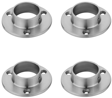 SOTOOLS 4 x Handlaufhalter/Bodenanker, Edelstahl, Ø 33,7 mm | Rohrflansch/Rohrhalter, Wand- und Bodenmontage.