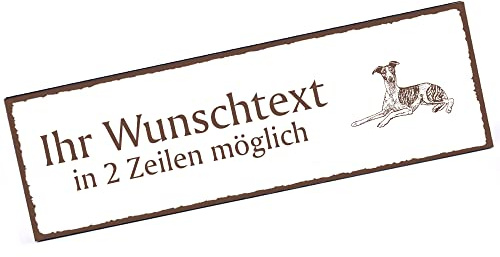 Türschild Whippet Namensschild personalisiert mit Gravur- 150mm x 50mm - selbstklebend