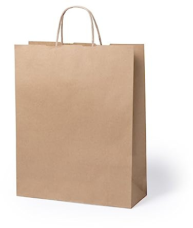 Lote de 100 Bolsas de Papel Kraft 32 x 41 x 12 cm - 100 Gr/m2 - Bolsas Marrones Kraft Retro Natural - Bolsas de Papel Baratas para Tiendas de Regalos, Detalles