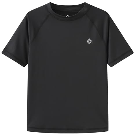 HODOSPORTS Boys UPF 50+ Rash Guard Swim Shirts Short Long Sleeve Quick Dry UV Protection Sun Shirt Black